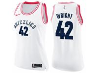Women Nike Memphis Grizzlies #42 Lorenzen Wright Swingman White/Pink Fashion NBA Jersey
