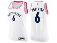 Women Nike Memphis Grizzlies #6 Mario Chalmers Swingman White/Pink Fashion NBA Jersey