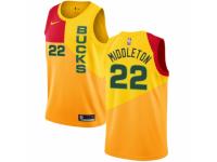 Women Nike Milwaukee Bucks #22 Khris Middleton  Yellow NBA Jersey - City Edition