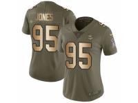 Women Nike Minnesota Vikings #95 Datone Jones Limited Olive/Gold 2017 Salute to Service NFL Jersey