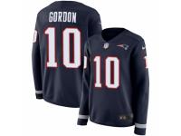 Women Nike New England Patriots #10 Josh Gordon Limited Navy Blue Therma Long Sleeve NFL Jersey