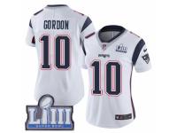 Women Nike New England Patriots #10 Josh Gordon White Vapor Untouchable Limited Player Super Bowl LIII Bound NFL Jersey