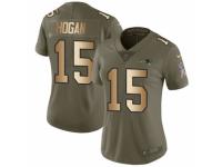 Women Nike New England Patriots #15 Chris Hogan Limited Olive/Gold 2017 Salute to Service NFL Jersey