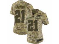 Women Nike New England Patriots #21 Duron Harmon Limited Camo 2018 Salute to Service NFL Jersey