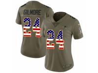 Women Nike New England Patriots #24 Stephon Gilmore Limited Olive/USA Flag 2017 Salute to Service NFL Jersey