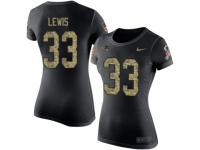 Women Nike New England Patriots #33 Dion Lewis Black Camo Salute to Service T-Shirt