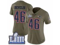 Women Nike New England Patriots #46 James Develin Limited Olive 2017 Salute to Service Super Bowl LIII Bound NFL Jersey