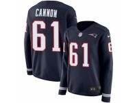 Women Nike New England Patriots #61 Marcus Cannon Limited Navy Blue Therma Long Sleeve NFL Jersey