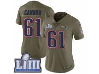 Women Nike New England Patriots #61 Marcus Cannon Limited Olive 2017 Salute to Service Super Bowl LIII Bound NFL Jersey