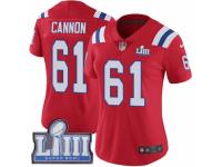 Women Nike New England Patriots #61 Marcus Cannon Red Alternate Vapor Untouchable Limited Player Super Bowl LIII Bound NFL Jersey