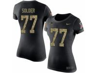 Women Nike New England Patriots #77 Nate Solder Black Camo Salute to Service T-Shirt