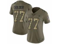 Women Nike New England Patriots #77 Nate Solder Limited Olive/Camo 2017 Salute to Service NFL Jersey