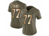 Women Nike New England Patriots #77 Nate Solder Limited Olive/Gold 2017 Salute to Service NFL Jersey