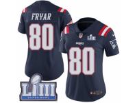 Women Nike New England Patriots #80 Irving Fryar Limited Navy Blue Rush Vapor Untouchable Super Bowl LIII Bound NFL Jersey