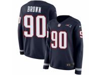 Women Nike New England Patriots #90 Malcom Brown Limited Navy Blue Therma Long Sleeve NFL Jersey