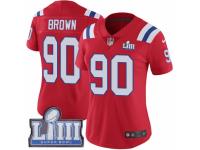 Women Nike New England Patriots #90 Malcom Brown Red Alternate Vapor Untouchable Limited Player Super Bowl LIII Bound NFL Jersey