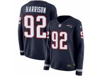 Women Nike New England Patriots #92 James Harrison Limited Navy Blue Therma Long Sleeve NFL Jersey