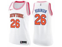Women Nike New York Knicks #26 Mitchell Robinson Swingman White-Pink Fashion NBA Jersey