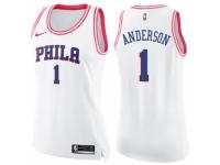 Women Nike Philadelphia 76ers #1 Justin Anderson Swingman White/Pink Fashion NBA Jersey
