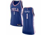 Women Nike Philadelphia 76ers #1 Landry Shamet  Blue NBA Jersey - Icon Edition