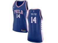 Women Nike Philadelphia 76ers #14 Shake Milton  Blue NBA Jersey - Icon Edition