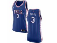 Women Nike Philadelphia 76ers #3 Dana Barros  Blue Road NBA Jersey - Icon Edition