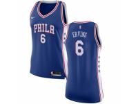 Women Nike Philadelphia 76ers #6 Julius Erving  Blue Road NBA Jersey - Icon Edition