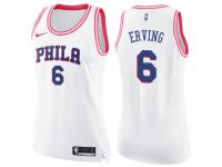 Women Nike Philadelphia 76ers #6 Julius Erving Swingman White/Pink Fashion NBA Jersey