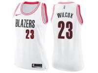 Women Nike Portland Trail Blazers #23 C.J. Wilcox Swingman White/Pink Fashion NBA Jersey