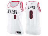 Women Nike Portland Trail Blazers #6 Shabazz Napier Swingman White/Pink Fashion NBA Jersey