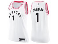 Women Nike Toronto Raptors #1 Tracy Mcgrady Swingman White/Pink Fashion NBA Jersey