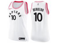 Women Nike Toronto Raptors #10 DeMar DeRozan Swingman White/Pink Fashion NBA Jersey