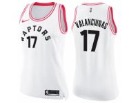 Women Nike Toronto Raptors #17 Jonas Valanciunas Swingman White/Pink Fashion NBA Jersey