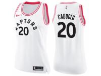 Women Nike Toronto Raptors #20 Bruno Caboclo Swingman White/Pink Fashion NBA Jersey