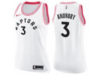 Women Nike Toronto Raptors #3 OG Anunoby Swingman White/Pink Fashion NBA Jersey