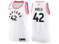 Women Nike Toronto Raptors #42 Jakob Poeltl Swingman White/Pink Fashion NBA Jersey