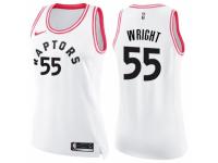 Women Nike Toronto Raptors #55 Delon Wright Swingman White/Pink Fashion NBA Jersey