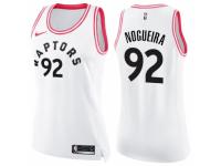 Women Nike Toronto Raptors #92 Lucas Nogueira Swingman White/Pink Fashion NBA Jersey