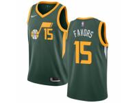 Women Nike Utah Jazz #15 Derrick Favors Green  Jersey - Earned Edition