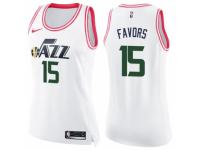 Women Nike Utah Jazz #15 Derrick Favors Swingman White/Pink Fashion NBA Jersey