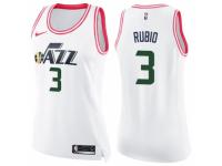 Women Nike Utah Jazz #3 Ricky Rubio Swingman White/Pink Fashion NBA Jersey