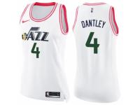 Women Nike Utah Jazz #4 Adrian Dantley Swingman White/Pink Fashion NBA Jersey