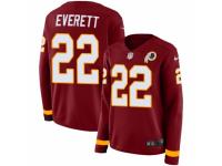 Women Nike Washington Redskins #22 Deshazor Everett Limited Burgundy Therma Long Sleeve NFL Jersey