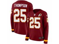 Women Nike Washington Redskins #25 Chris Thompson Limited Burgundy Therma Long Sleeve NFL Jersey