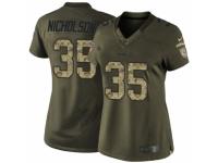 Women Nike Washington Redskins #35 Montae Nicholson Limited Green Salute to Service NFL Jersey