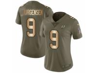 Women Nike Washington Redskins #9 Sonny Jurgensen Limited Olive/Gold 2017 Salute to Service NFL Jersey