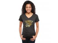Women Oklahoma City Thunder Gold Collection V-Neck Tri-Blend T-Shirt Black
