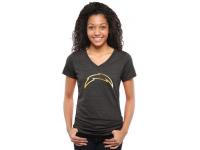 Women San Diego Chargers Pro Line Black Gold Collection V-Neck Tri-Blend T-Shirt
