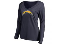 Women San Diego Chargers Pro Line Primary Team Logo Slim Fit Long Sleeve T-Shirt Navy