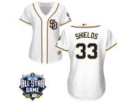 Women San Diego Padres #33 James Shields Majestic White 2016 All-Star Patch Authentic Cool Base Jersey